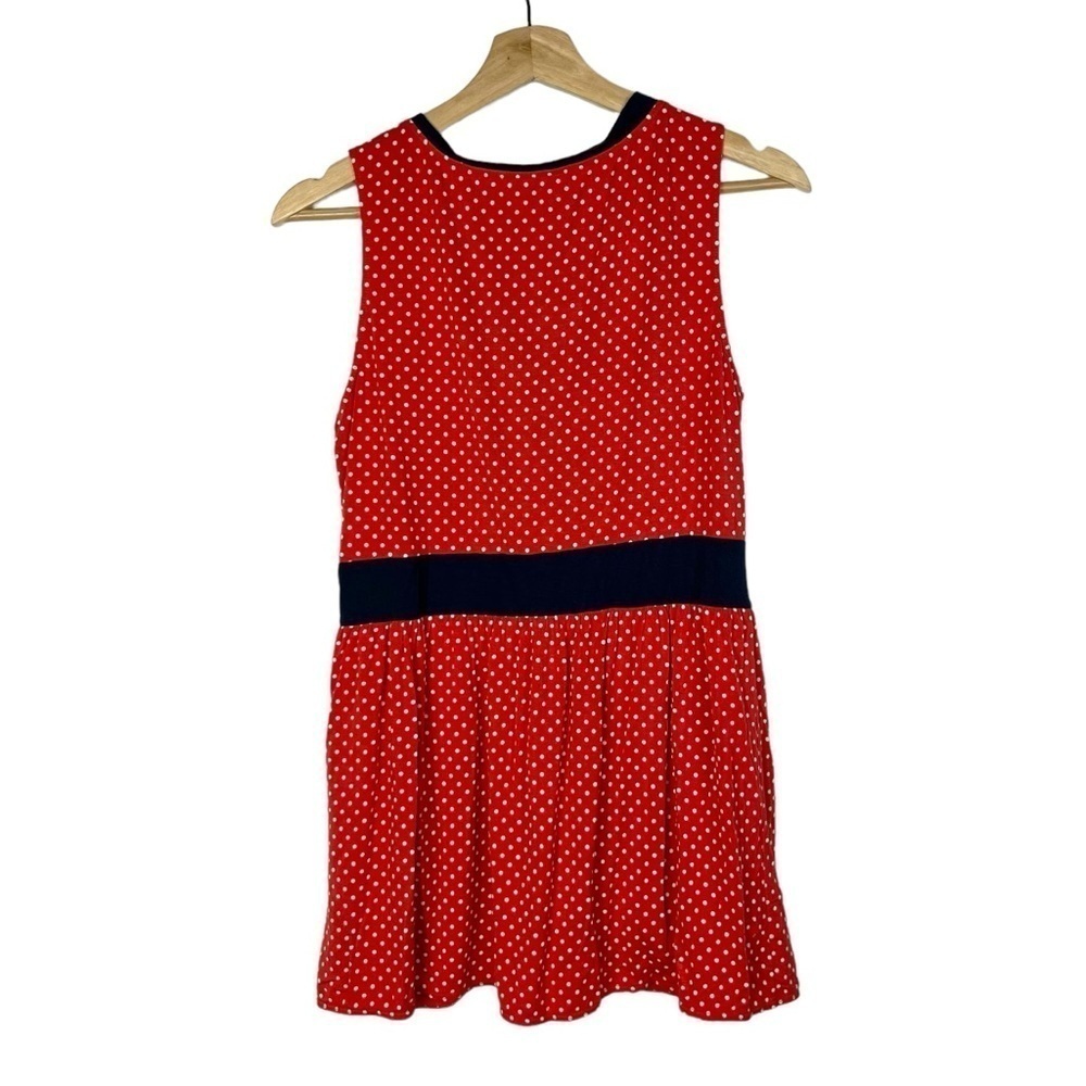 L.L. Bean Red & Blue Polka Dot Y2K Wrap Front Babydoll Top M